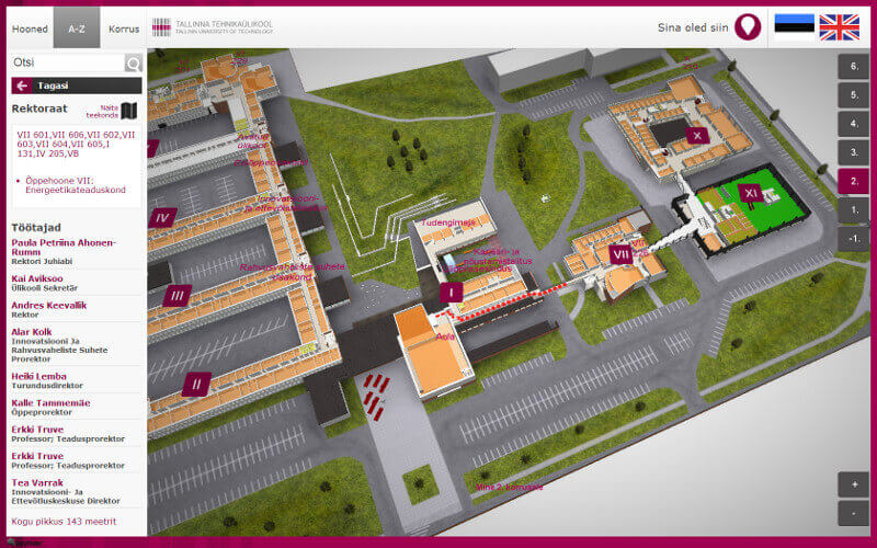A snapshot of the 3D model of TalTech's campus wayfinding