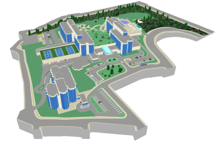 3D Wayfinder 3D Standard map sample - how one 3D standard map with buildings can look. 
