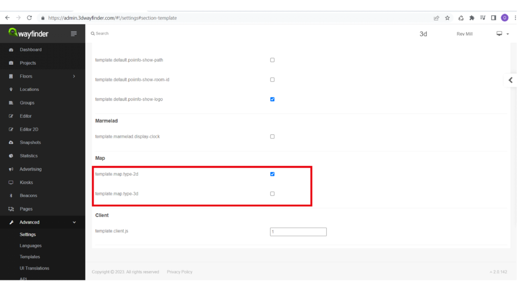 Enable 2D Map Default Template Setting